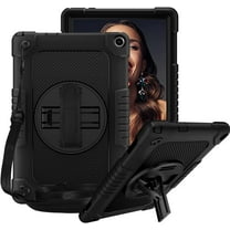 FIEWESEY for Walmart ONN 10.1 Inch Tablet Case Gen 3 2022 (Model:100071485),Shoulder Strap Hand Strap Rotatable Stand Kids Friendly Shockproof Case for Onn 10.1 Inch 3nd Gen Tablet (Black/Black)
