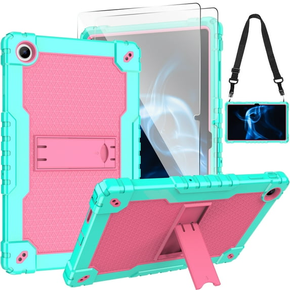 FIEWESEY for Walmart Onn 10.4" Tablet Pro (100110603) Case,Heavy-Duty Drop-Proof Shockproof Hybrid Kids Friendly Protective Case for Onn 10.4" Tablet Pro 2023+Screen Protector(Green/Pink,2 Pcs)
