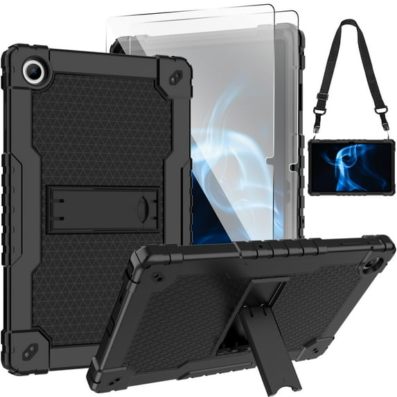 FIEWESEY for Walmart Onn 11 Tablet Pro (Model:100110027) Case,Heavy-Duty Drop-Proof Shockproof Hybrid Kids Friendly Protective Case for Onn 11 Tablet Pro+Screen Protector(Black/Black,2 Pcs)