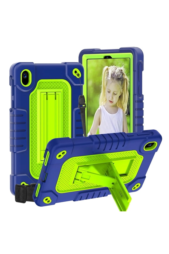 for Walmart Onn 7 2024 Tablet Case for Onn 7 4th Gen Case Shockproof Hybrid for Kid Kids Friendly Shell Case Built in Shoulder Strap Stand for Walmart Onn 7 2024 Model 100135924 - NavyGreen