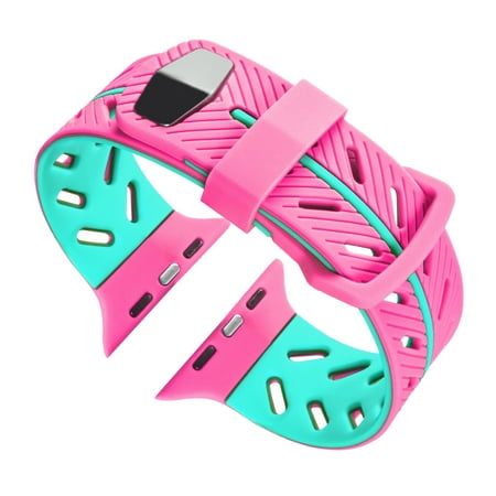 FIEWESEY Watch Band 40mm 44mm 42mm 38mm 41mm 45mm 49mm,Breathable Silicone Sport Replacement Wrist Band for iWatch/Apple Watch Series 9/8/7/6/5/4/3/2/1/Se(40mm/38mm/41mm:Pink/Mint Green)