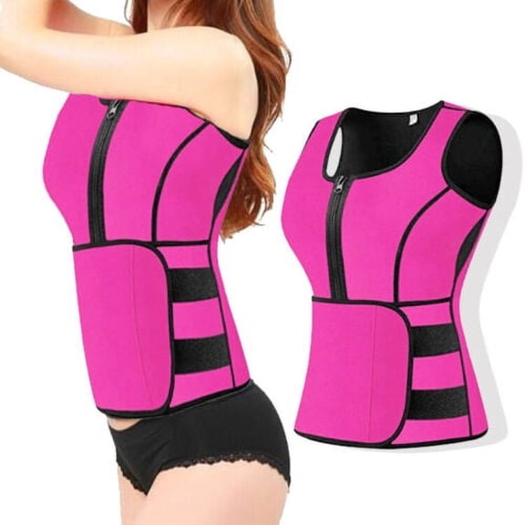 FIEWESEY Women Waist Trainer Corset Sauna Thermo Sweat Weight Loss Body Shaper Corset (Pink, L)
