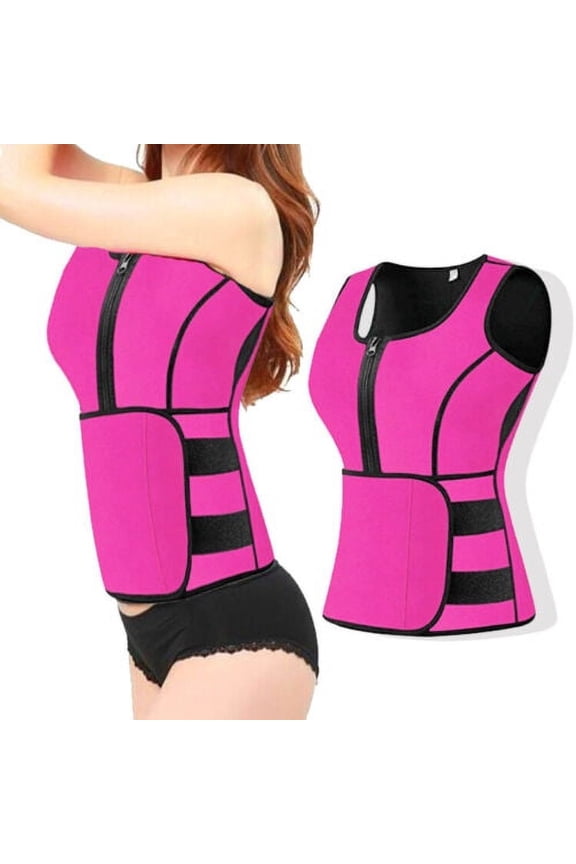 Women Waist Trainer Corset Sauna Thermo Sweat Weight Loss Body Shaper Corset (Pink, L)