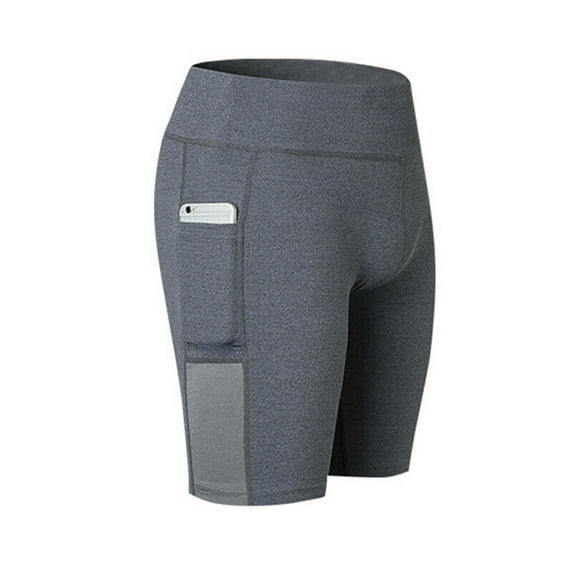 FIEWESEY Women's High Waist Workout Yoga Shorts Running Compression Pants With Side Pockets Tummy Control Casual Stretch Shorts Activewear(XXL,Gray)