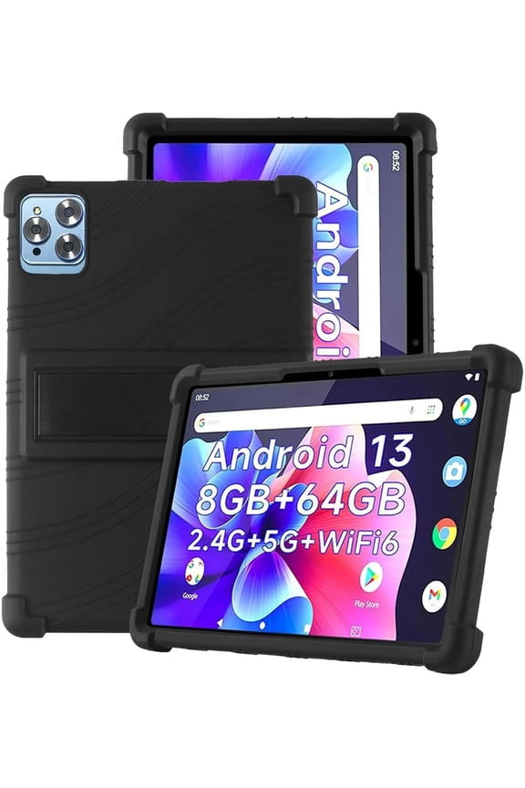 For aiprotablet K10/Moderness MB1001 10.1 inch tablet Case Shockproof Soft Silicone Lightweight Kids Case with Stand for Vortex TAB10/DOOGEE T10/T10S/HAPPYBE/Velorim/ZZB 10.1"Tablet - Black