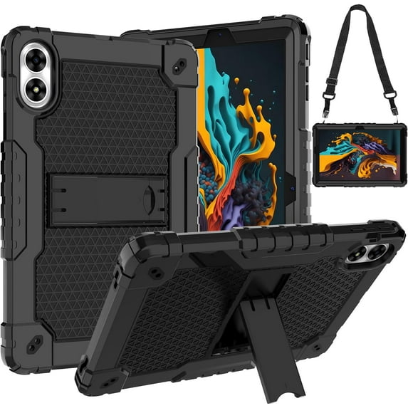 FIEWESEY case for UMIDIGI G3 Tab Case,UMIDIGI G2 Tab Case,UMIDIGI G1 Case, Built in Stand Shoulder Strap for 10.1" UMIDIGI G3 Tab/UMIDIGI G2 Tab/UMIDIGI G1 Tab Tablet (Black/Black)