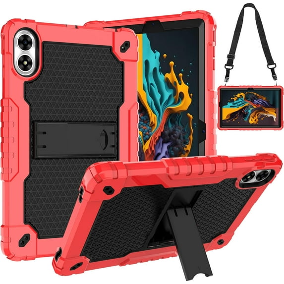 FIEWESEY case for UMIDIGI G3 Tab Case,UMIDIGI G2 Tab Case,UMIDIGI G1 Case, Built in Stand Shoulder Strap for 10.1" UMIDIGI G3 Ultra Tab/G3 Tab/G2 Tab/G1 Tab Tablet (Red/Black)