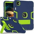 thumbnail image 1 of FIEWESEY case for iPad Pro 11 Inch Case M4 2024 5th Generation Soft Silicone Rubber Had Back Shell Kids Friendly Built in Stand Pen holder for iPad Pro 11 Inch M4 2024 5th Gen (Navy Blue/Green), 1 of 6