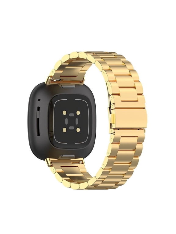 for Versa 4/Sense 2 Metal Bands for Men Women,Compitaple with Versa 4 Versa 3/Sense Stainless Steel Watch Band - Gold