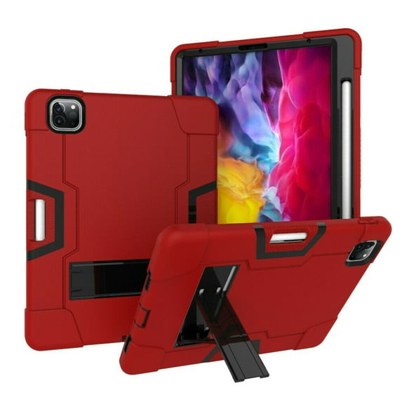 FIEWESEY for iPad Pro 11 2020 Case,Heavy Duty Three Layer Full-Body Shockproof Armor Defender Rugged Protective Case Cover with Stand for Apple iPad Pro 11 Inch Case 2022/2020/2018(Red/Black)