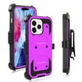 thumbnail image 1 of FIEWESEY for iPhone 13 Pro Case, Heavy Duty Shock-Absorption/High Impact Resistant Armor Holster Defender Case with Kickstand Swivel Belt Clip Holster for Apple iPhone 13 Pro(Purple), 1 of 6