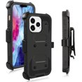 thumbnail image 1 of FIEWESEY for iPhone 14 Phone Case,High Impact Resistant Armor Holster Case with Kickstand+Swivel Belt Clip Holster Built-in Screen Protector for iPhone 14(Black), 1 of 6