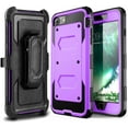 thumbnail image 1 of FIEWESEY for iPhone Se 2022 Case,Rugged Holster Armor Cover[Heavy Duty Protection ] Bumper Case [Belt Swivel Clip] + [Kickstand] for iPhone Se 2020/Se 2022/iPhone 7/iPhone 8 4.7 Inch(Purple), 1 of 5