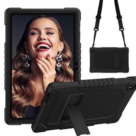 FIEWESEY for onn. 10.4" Tablet Pro 2023 Case Built in Kickstand Hybrid Protective Case Shell & Shoulder Strap for onn. 10.4" Tablet Pro/Walmart onn. 10.4" Tablet Pro 2023 Model 10011060 - Black