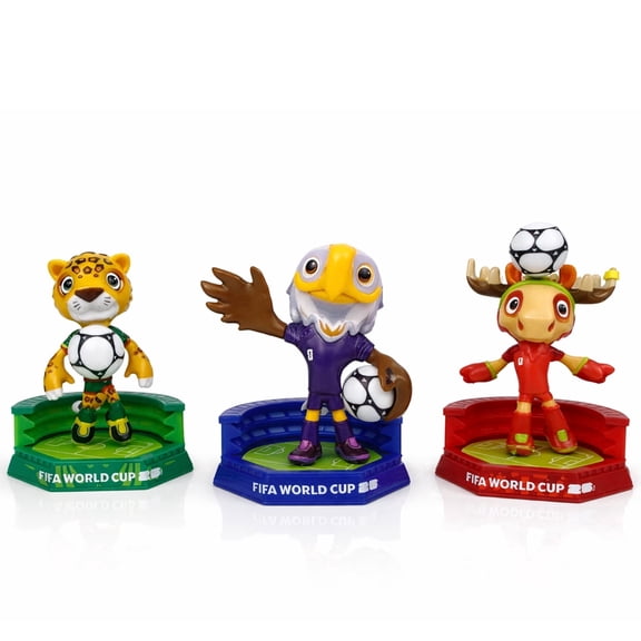 FIFA 2026 World Cup Official Licensed Mascot Figurines Set of 3 (Maple, Zayu & Clutch), Collectable Soccer Figures