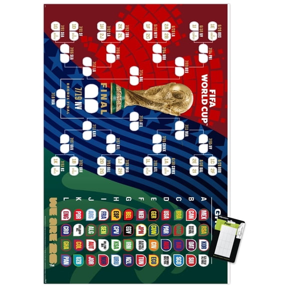 FIFA 2026: World Cup - Tournament Bracket Wall Poster, 22.375" x 34"