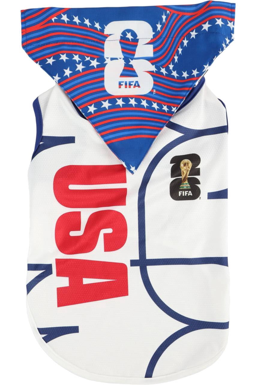 FIFA World Cup 2026 Team USA Pet Soccer Jersey and Bandana for Cats & Dogs, 2 Pack, Large