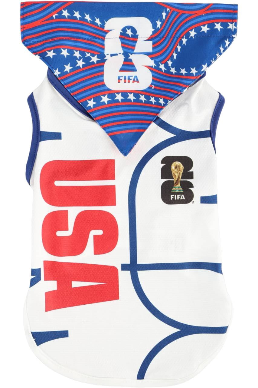 FIFA World Cup 2026 Team USA Pet Soccer Jersey and Bandana for Cats & Dogs, Medium