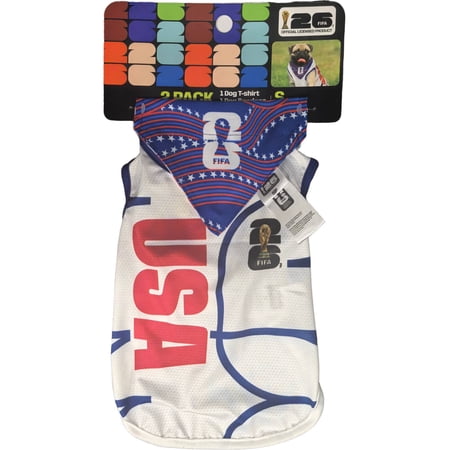 FIFA World Cup 2026 Team USA Pet Soccer Jersey and Bandana for Cats & Dogs, 2 pack, Small