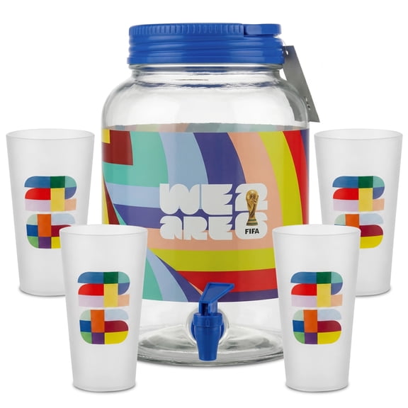 FIFA World Cup 2026 1.4 Gallon Beverage Dispenser & 18.5 oz Cup Set, Blue