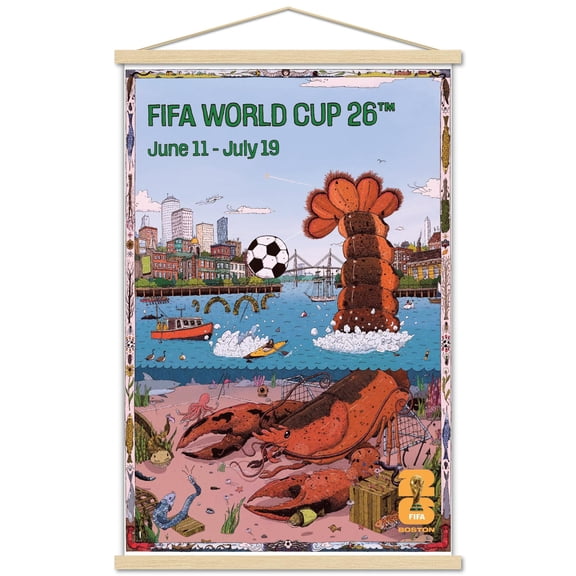FIFA World Cup 2026 - Boston Wall Poster with Magnetic Frame, 22.375" x 34"