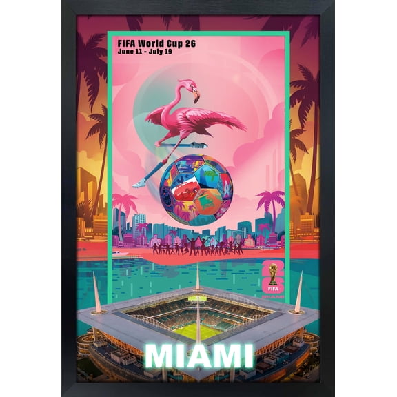 FIFA World Cup 2026 Miami Host City Framed Poster - Shadow Box Frame - Glass - 19.5x28