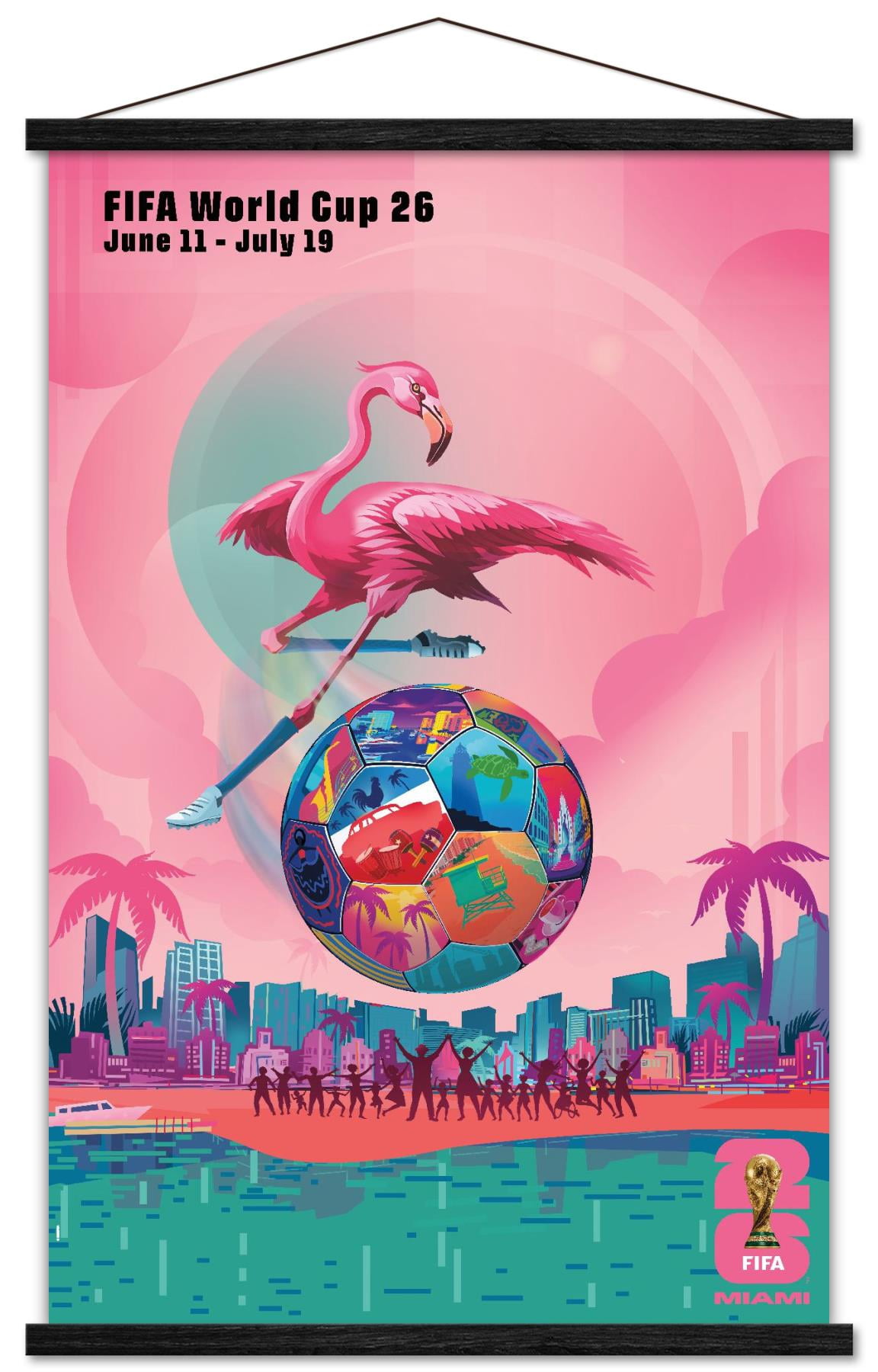 Fifa Frame FIFA World Cup 2026 - Miami Wall Poster with Magnetic Frame, 22.375