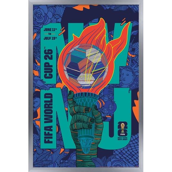 FIFA World Cup 2026 - New York, New Jersey Wall Poster, 22.375" x 34" Framed