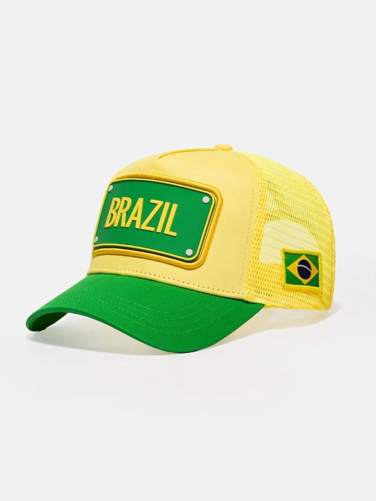 FIFA World Cup 2026 Rubber Country Patch Trucker Soccer Cap - Brazil