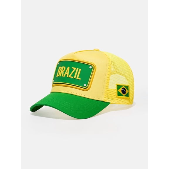FIFA World Cup 2026 Rubber Country Patch Trucker Soccer Cap - Brazil