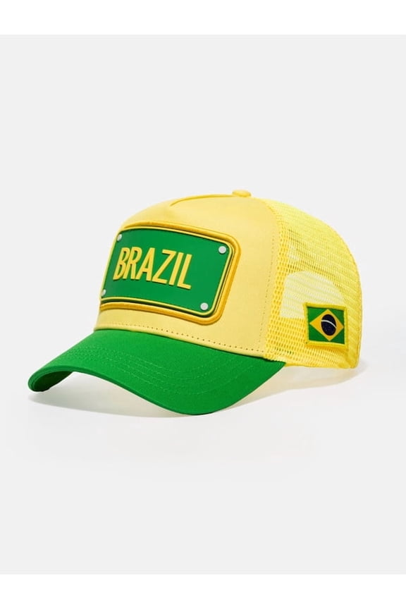 FIFA World Cup 2026 Rubber Country Patch Trucker Soccer Cap - Brazil