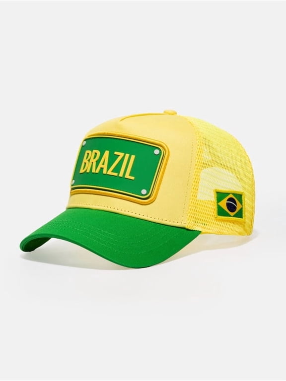FIFA World Cup 2026 Rubber Country Patch Trucker Soccer Cap - Brazil