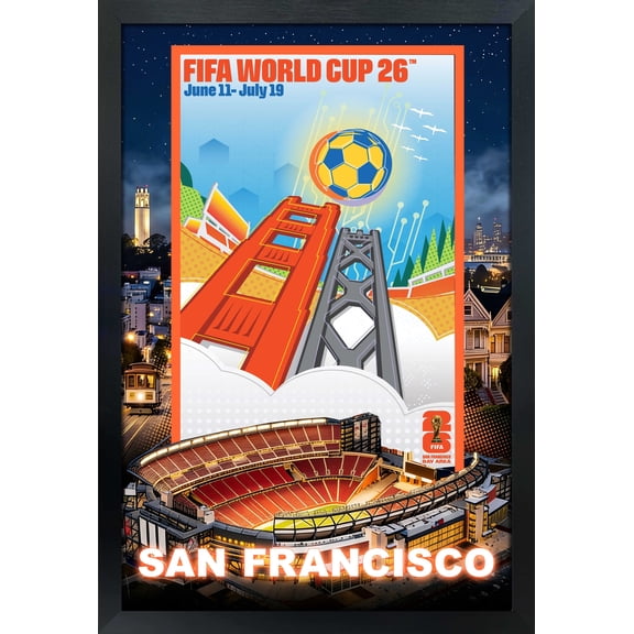 FIFA World Cup 2026 San Francisco Host City Framed Poster - Shadow Box Frame - Glass - 19.5x28