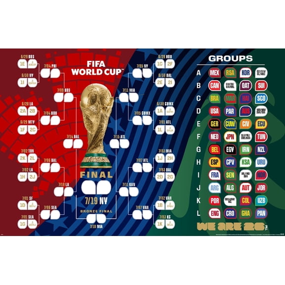 FIFA World Cup 2026 - Tournament Bracket Wall Poster, 22.375" x 34"