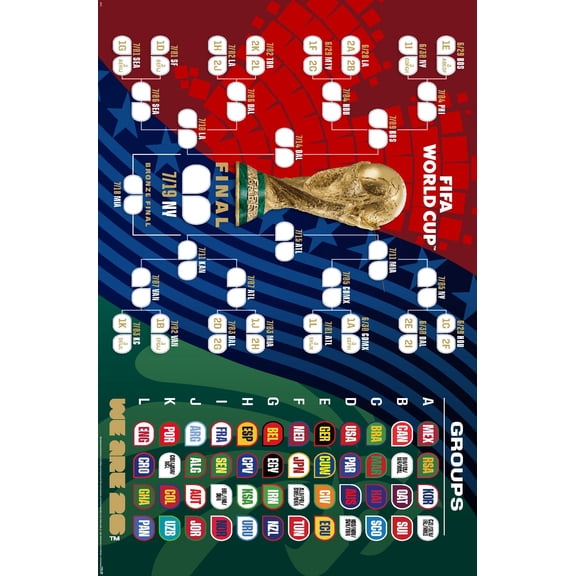 FIFA World Cup 2026 - Tournament Bracket Wall Poster, 22.375" x 34"