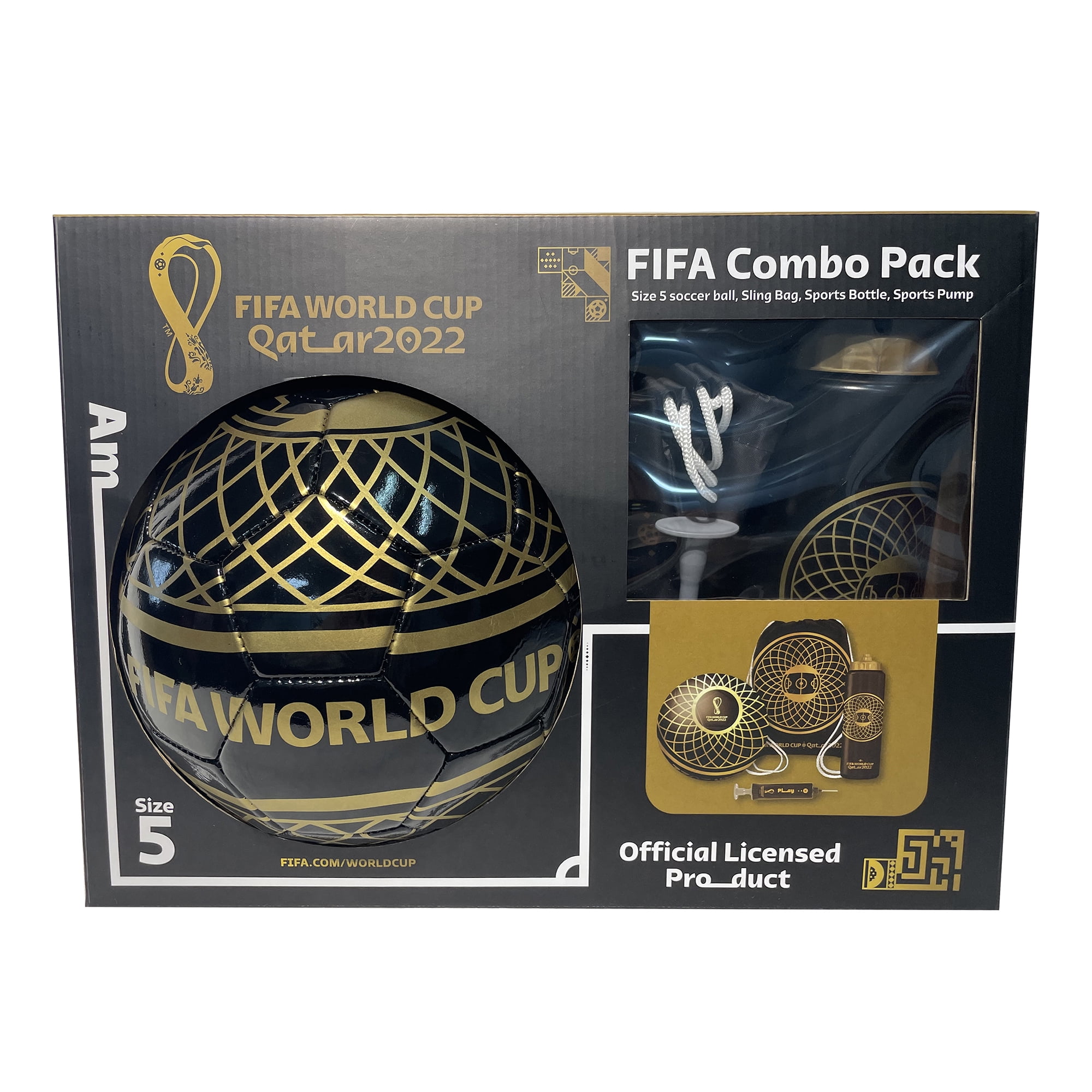 FIFA World Cup 4pc Combo Soccer Set, Size 5 Soccer Ball, Platinum Print