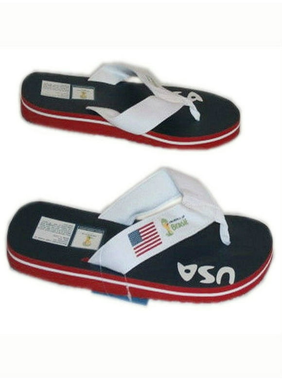 FIFA World Cup Brazil USA Adult Men Thick Strap Flip Flop Thong Sandals (Size 7)