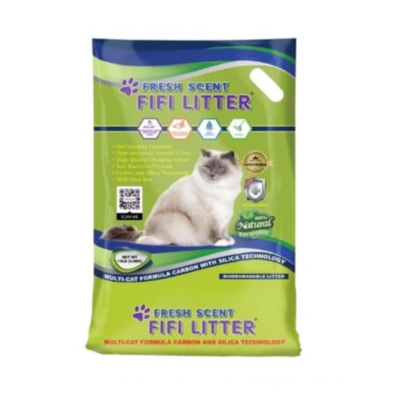 FIFI Litter 15 lb. 99.9%  Dust-Free, Multi-Cat Formula, Fresh Scent, All Natural, Clumping Cat Litter, 1 Bag