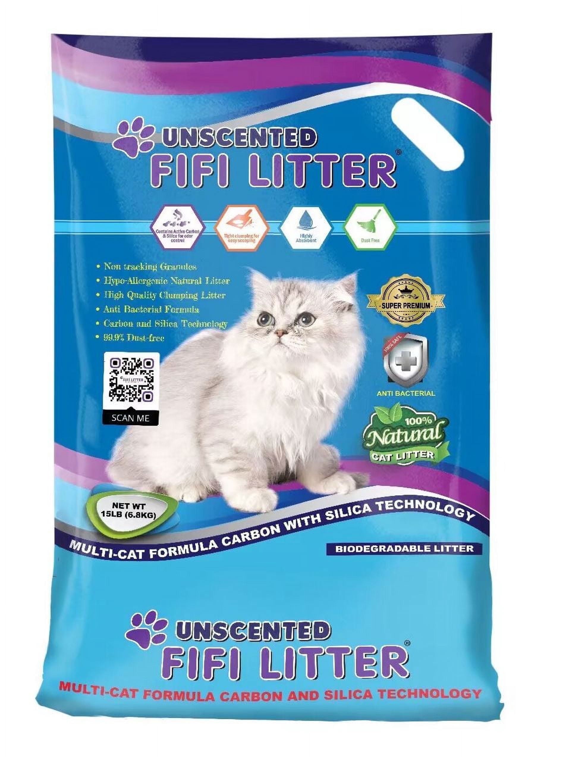 FIFI Litter 15 lbs.99.9% Dust Free, Multi-Cat Formula, Dust-Free, Eco-Friendly,  Clumping Cat Litter, Unscented