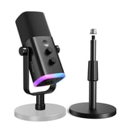 FIFINE AM8 with Height-Adjustable Stand, XLR USB Dynamic Microphone for Computer PC PS5, Gaming/Streaming Mic with RGB, Headphone Jack, Mute, Gain Knob