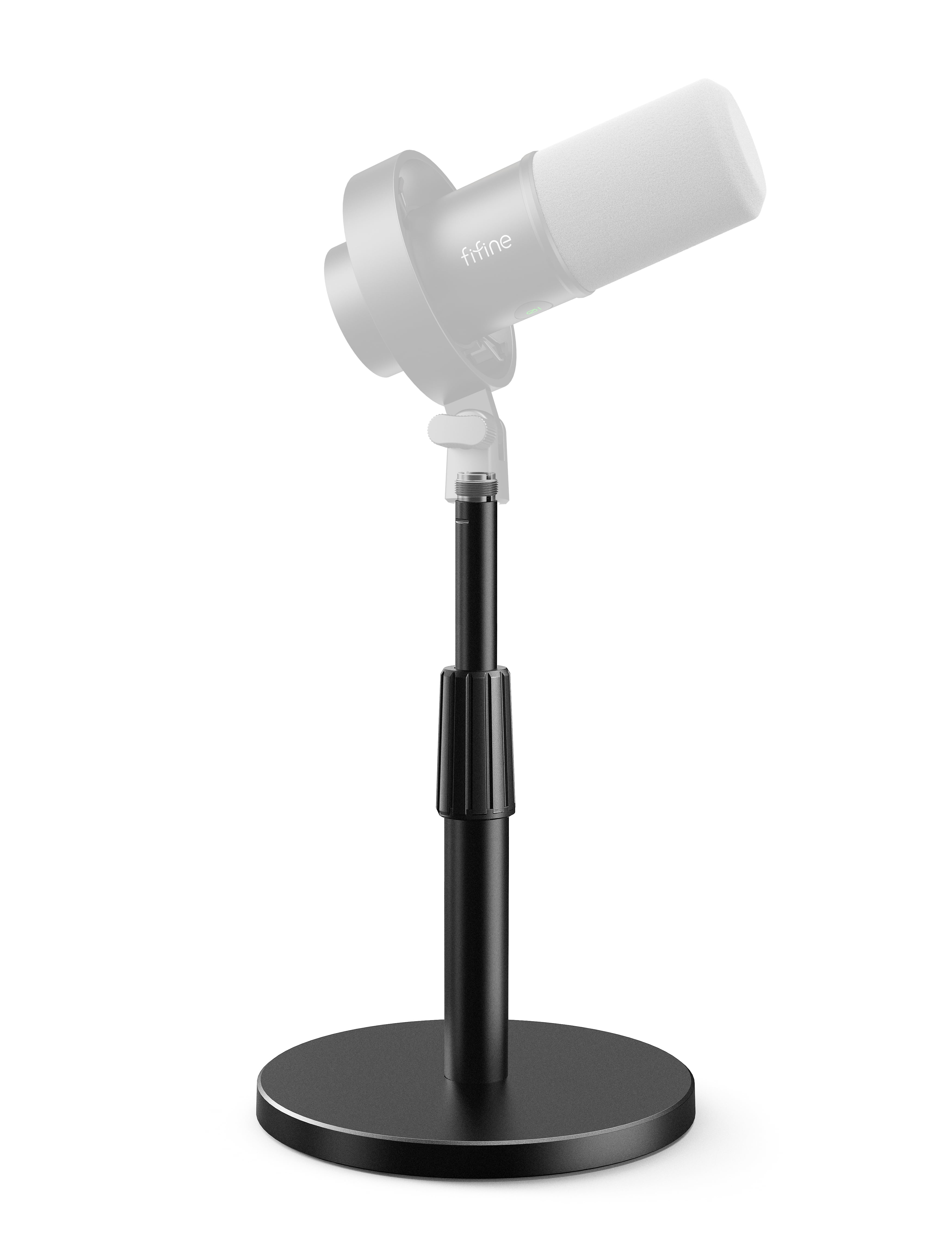 FIFINE Desktop Base Stand for Microphone, Heavy-Duty Adjustable Microphone Stand for 5.5in to 8.26in Heigh, 3/8" to 5/8" Adapter for Gaming Streaming