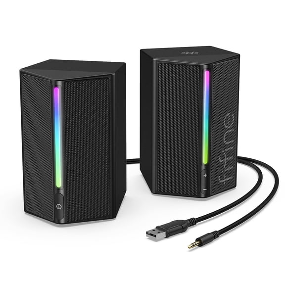 FIFINE Desktop Speakers for PC Computer, RGB Gaming Loudspeakers with Volume Control, RGB Control