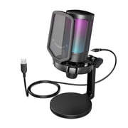 FIFINE Gaming Microphone for PC Computer PS5 PS4 Laptop, USB Streaming Microphone with RGB, Condenser, Mute Button, Gain Control for Recording-A6NEO