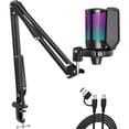 thumbnail image 1 of FIFINE A6T Gaming Microphone Kit for PC Computer PS5/4, USB Streaming Microphone with 192kHz High-Res, Boom Arm, RGB, Condenser, Mute, Gain Control, 1 of 12