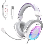 FIFINE Wired Gaming Headset with Noise Canceling Mic, USB Gamer Headphone for PC Computer, PS5/PS4 with RGB Control, 7.1 Sound, Chat/Game Balance, White H13