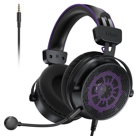 FIFINE HD18 Gaming Headset with Microphone for PC Computer, PS5, Xbox, Wired Open-back Headphones with 3.5mm Connect