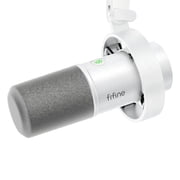 FIFINE K688 USB XLR Studio Microphone for PC Computer Recording, Podcast Dynamic Microphone with Clear Audio for Gaming, Streaming, Headphone Jack for Monitor, Mute Button, Gain Control, White