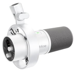 FIFINE K688 USB XLR Studio Microphone for PC Computer Recording, Podcast Dynamic Microphone with Clear Audio for Gaming, Streaming, Headphone Jack for Monitor, Mute Button, Gain Control, White