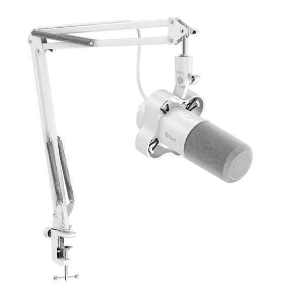 FIFINE K688 Podcast Dynamic Microphone with Boom Arm Stand, XLR USB Studio Microphone Kit for PC Computer, Gaming Mic with Clear Voice, Mute Button, Headphone Jack for Recording, K688CTW