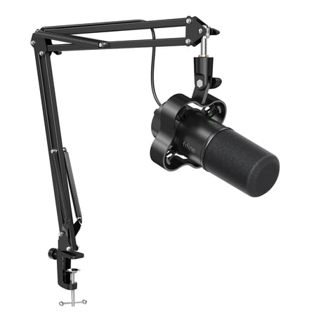 FIFINE K688 Podcast Dynamic Microphone with Boom Arm Stand, XLR USB Studio Microphone Kit for PC Computer, Gaming Mic with Clear Voice, Mute Button, Headphone Jack for Recording, K688CT